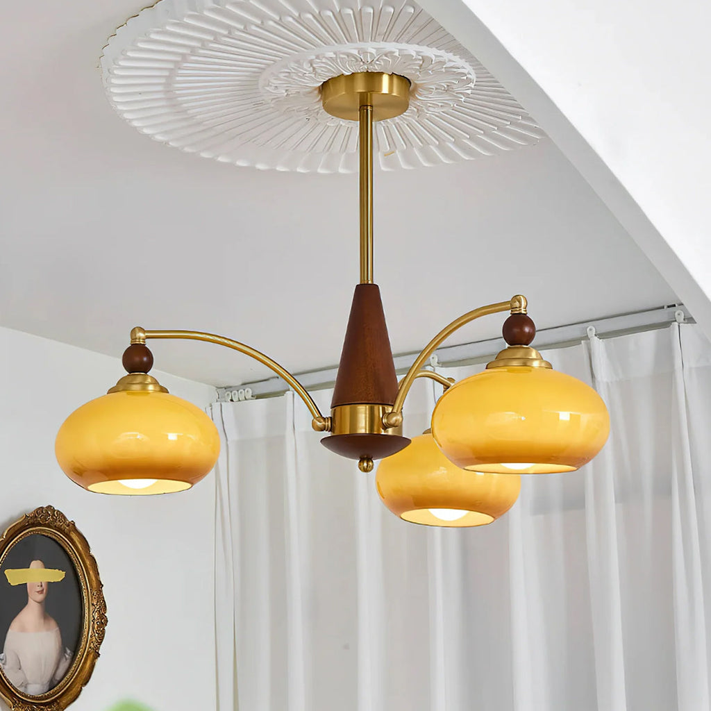 Retro Calliope Chandelier Mid-Century Tiered Glass Light Fixture