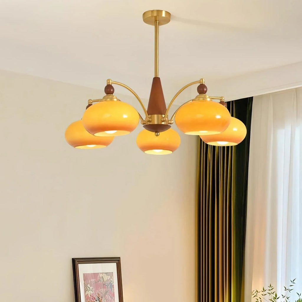 Retro Calliope Chandelier Mid-Century Tiered Glass Light Fixture