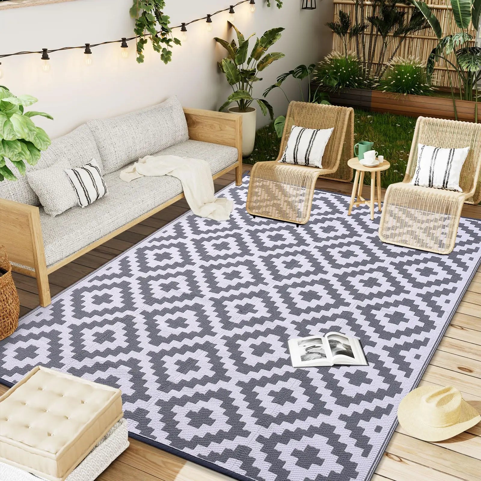 Reversible Outdoor Rug | Waterproof Plastic Mat with Non-Slip Design for Indoor and Outdoor Use