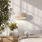 Natural Travertine Stone Donut Pendant Light – Minimalist Organic Modern Hanging Lamp