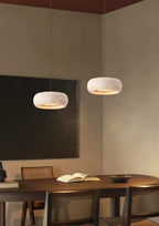 Natural Travertine Stone Donut Pendant Light – Minimalist Organic Modern Hanging Lamp