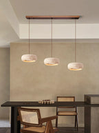 Natural Travertine Stone Donut Pendant Light – Minimalist Organic Modern Hanging Lamp