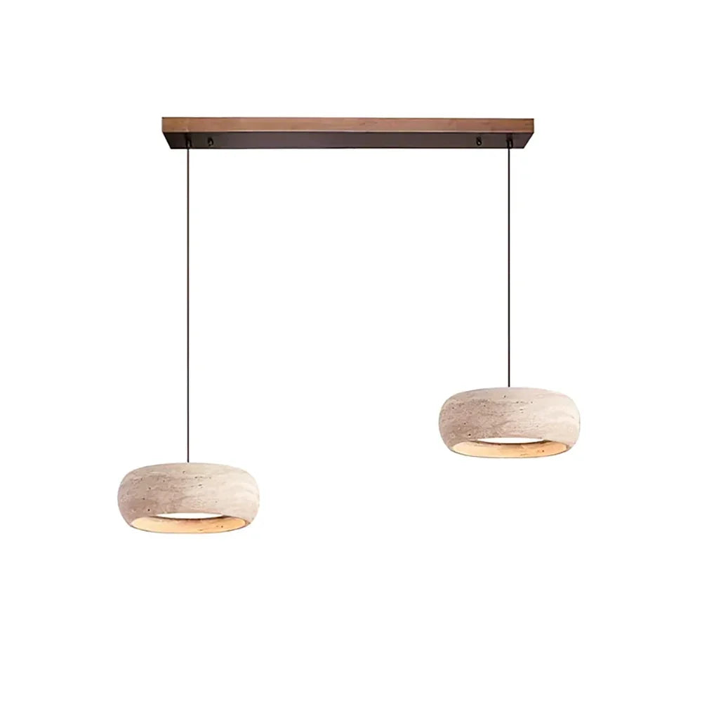 Natural Travertine Stone Donut Pendant Light – Minimalist Organic Modern Hanging Lamp