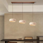 Natural Travertine Stone Donut Pendant Light – Minimalist Organic Modern Hanging Lamp