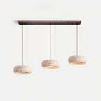 Natural Travertine Stone Donut Pendant Light – Minimalist Organic Modern Hanging Lamp
