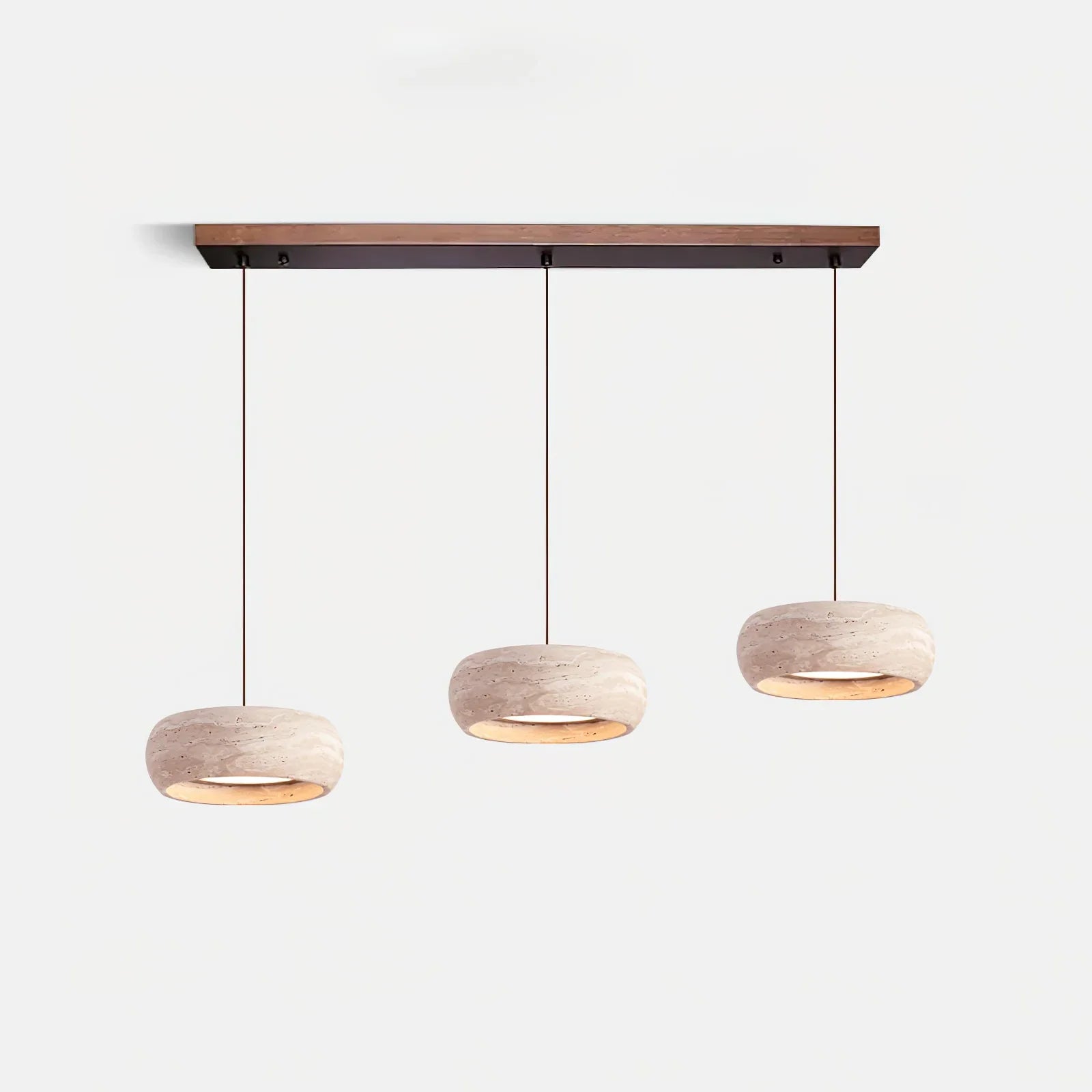 Natural Travertine Stone Donut Pendant Light – Minimalist Organic Modern Hanging Lamp