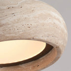 Natural Travertine Stone Donut Pendant Light – Minimalist Organic Modern Hanging Lamp