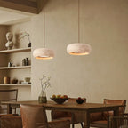 Natural Travertine Stone Donut Pendant Light – Minimalist Organic Modern Hanging Lamp