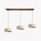 Natural Travertine Stone Donut Pendant Light – Minimalist Organic Modern Hanging Lamp