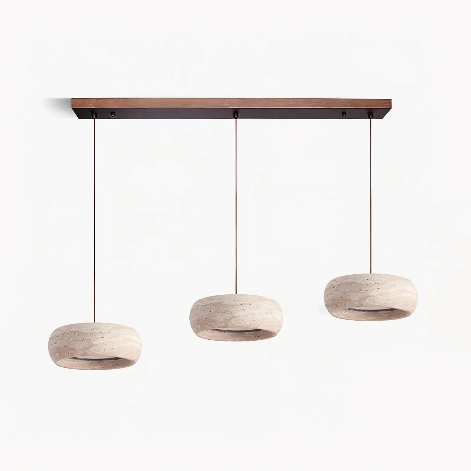 Natural Travertine Stone Donut Pendant Light – Minimalist Organic Modern Hanging Lamp