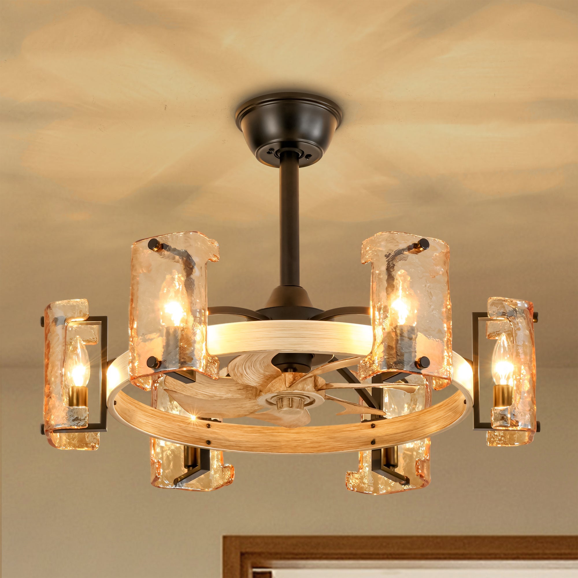 Rustic Charm | Ceiling Fan with Lights & Dimmable Feature | Whisper-Quiet Operation for Year-Round Comfort