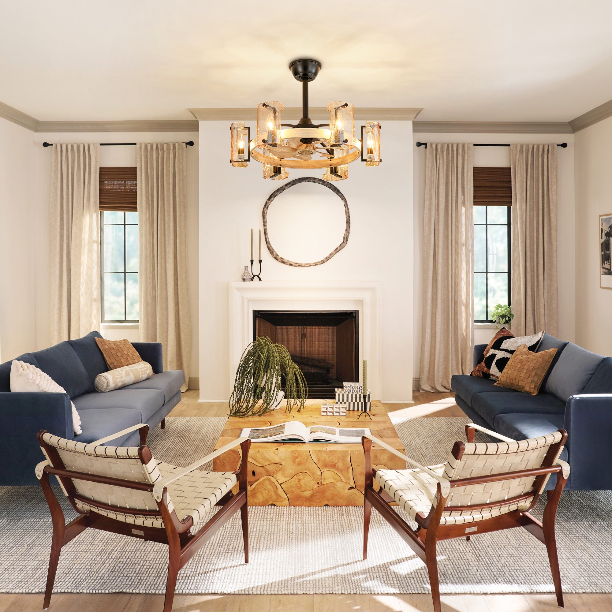 Rustic Charm | Ceiling Fan with Lights & Dimmable Feature | Whisper-Quiet Operation for Year-Round Comfort