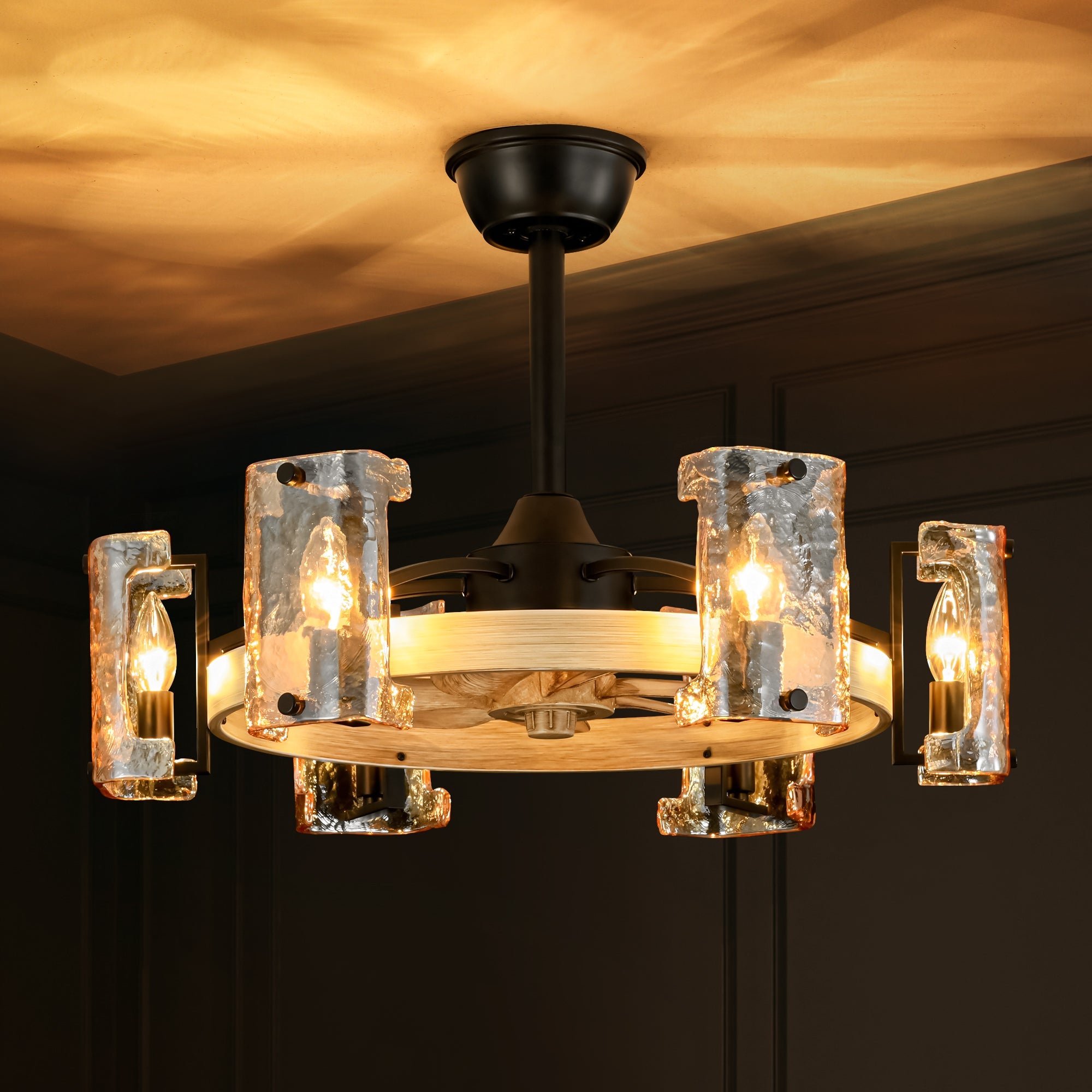 Rustic Charm | Ceiling Fan with Lights & Dimmable Feature | Whisper-Quiet Operation for Year-Round Comfort