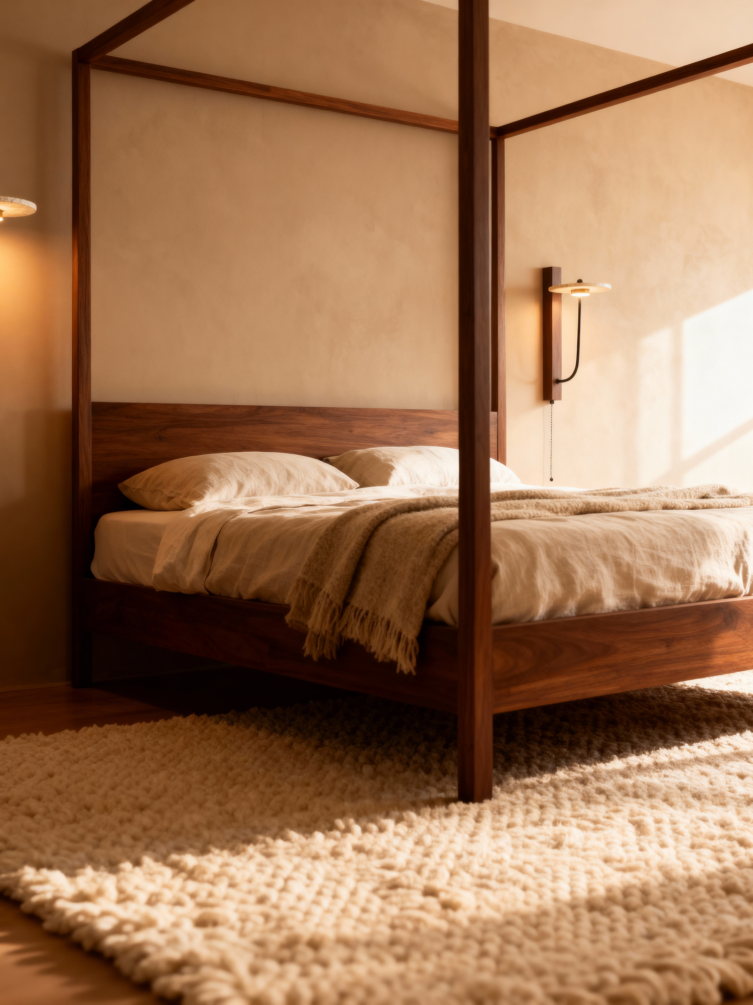RuvoStone – Wandleuchte aus Travertin, Holz und Metall