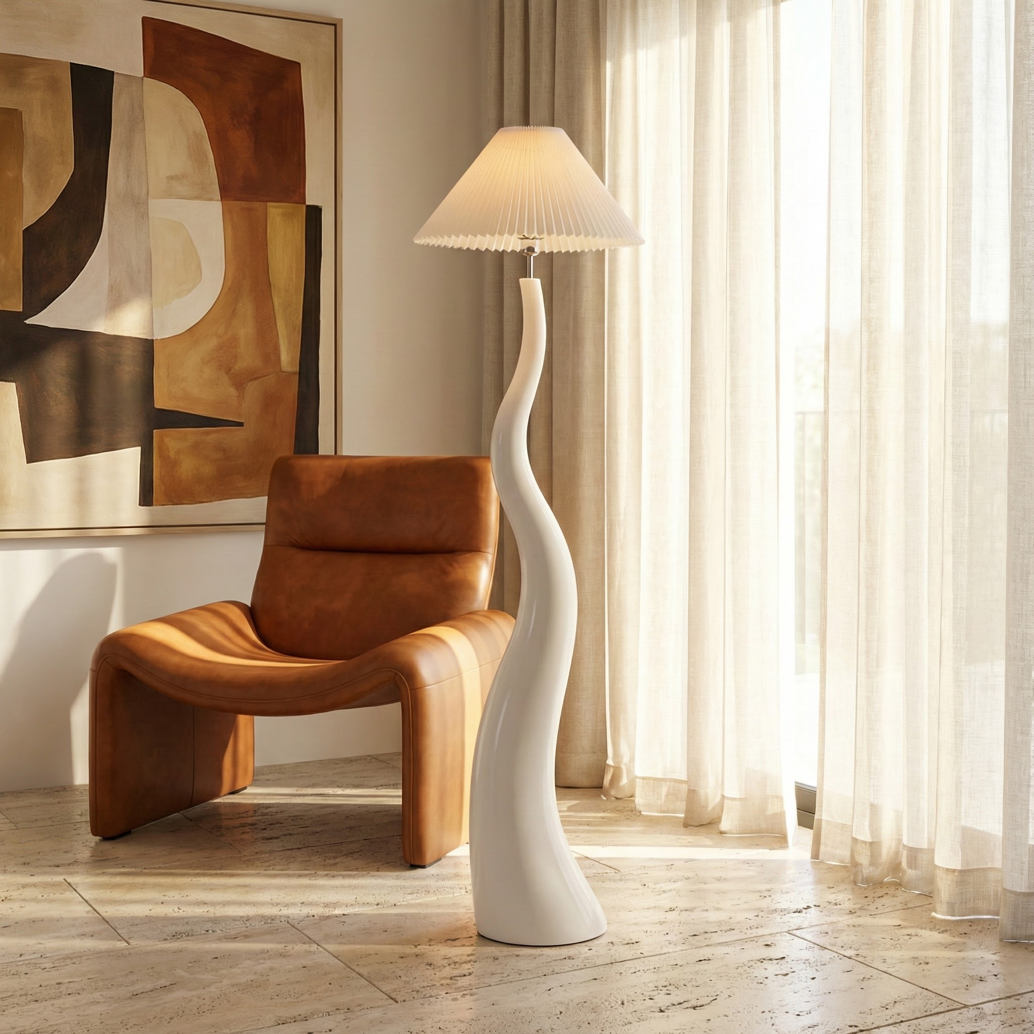 Sia | Elegant Organic Resin Table Lamp for Living Room or Bedroom