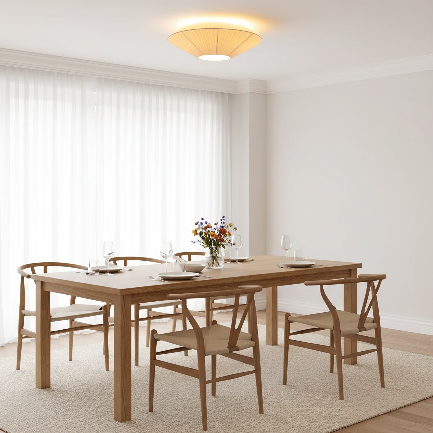 Siam Ceiling Light Modern Drum Flush-Mount Fixture for Living & Bedroom