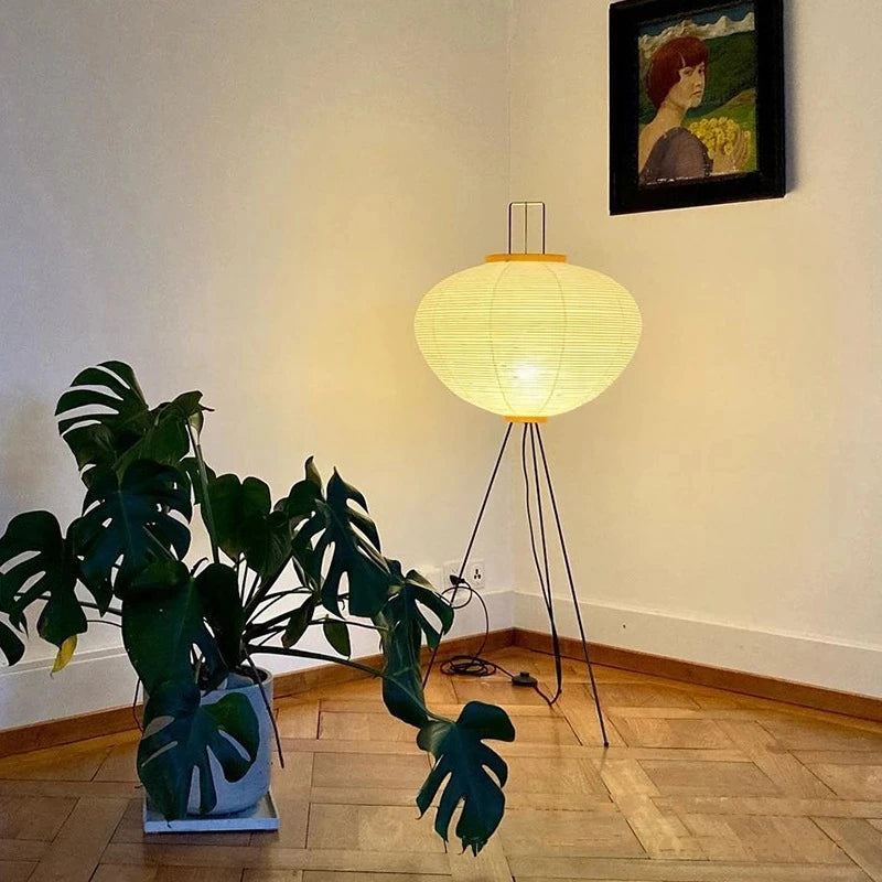 Japanese Xuan Paper Floor Lamp - Retro Art Design for Living Room