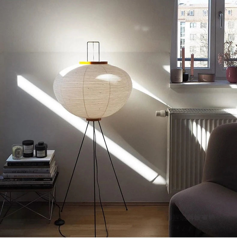 Japanese Xuan Paper Floor Lamp - Retro Art Design for Living Room