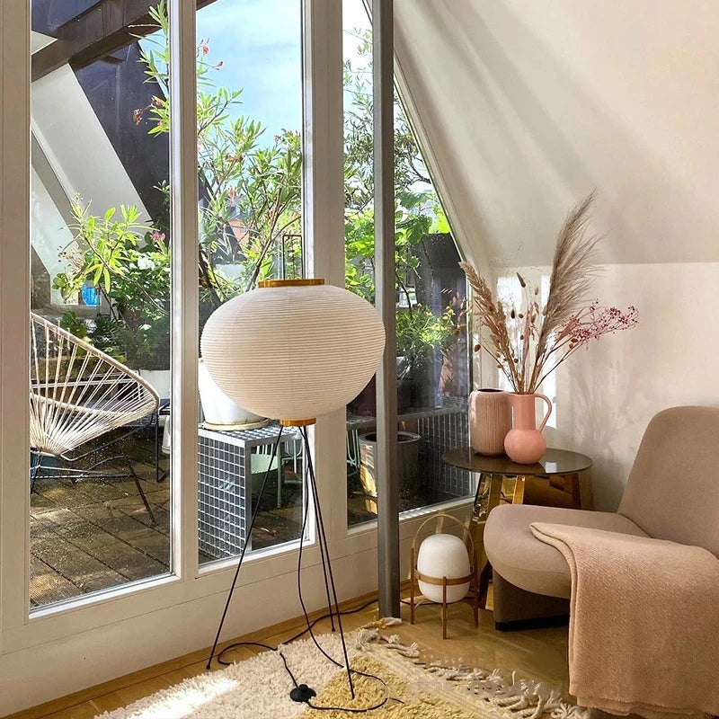 Japanese Xuan Paper Floor Lamp - Retro Art Design for Living Room