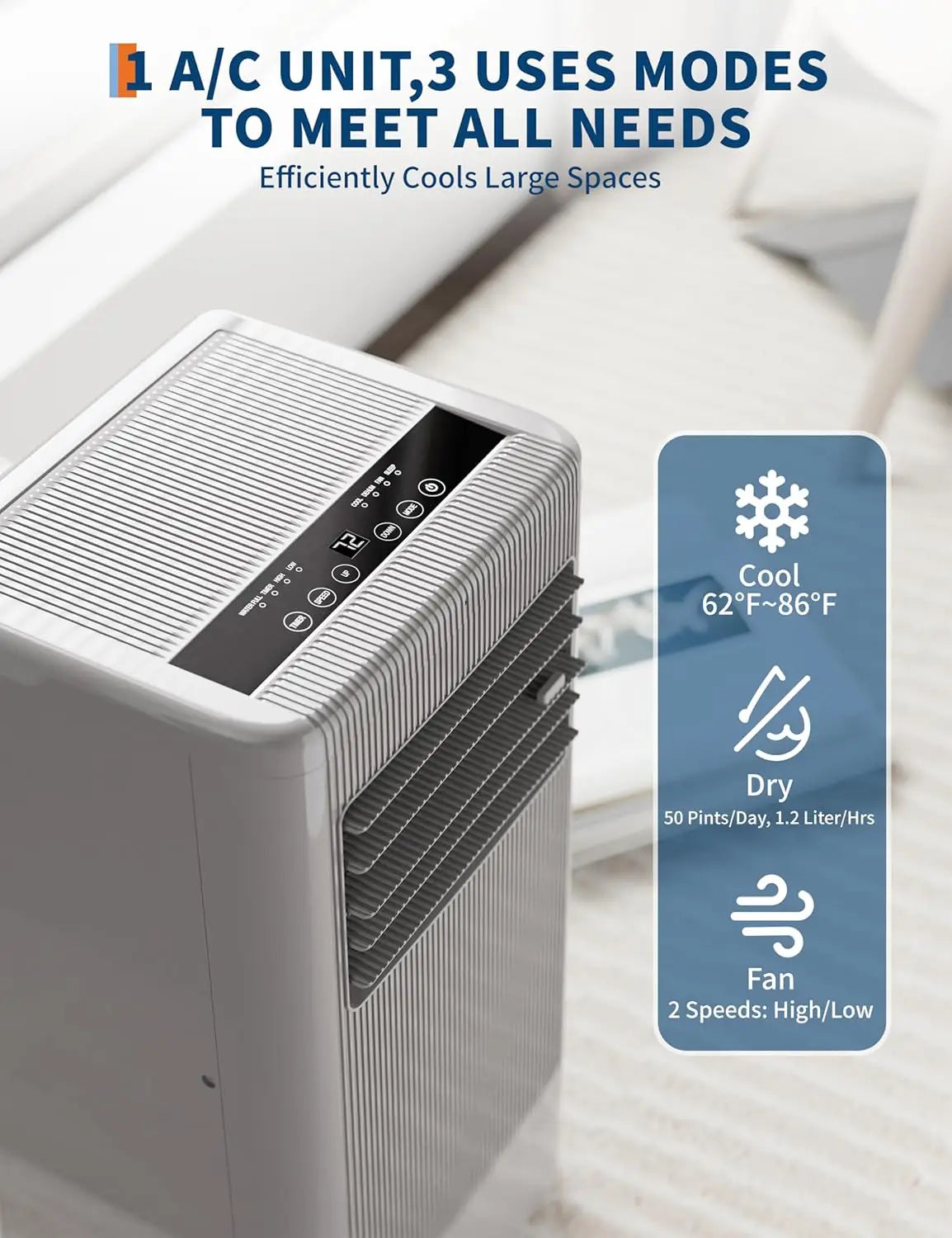 Smart Compact | Portable AC Unit with 8,000 BTU Cooling Power | Ideal for Rooms up to 350 Sq.Ft.