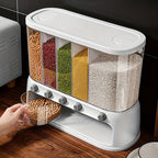 Smart Pantry Organizer | Multi-Compartment Grain Storage Container with Airtight Lid | Space-Saving Design for Freshness and Easy Dispensing