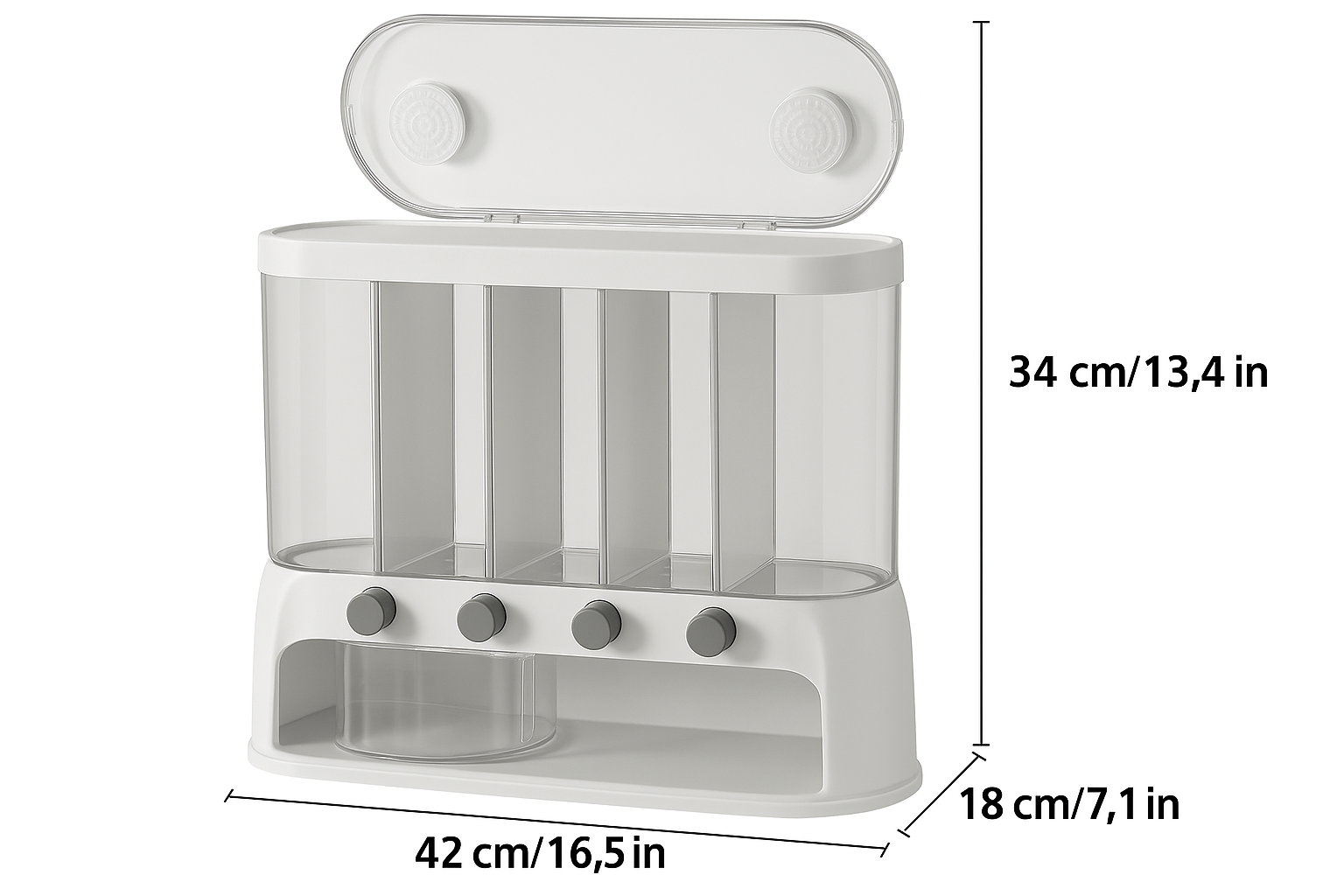 Smart Pantry Organizer | Multi-Compartment Grain Storage Container with Airtight Lid | Space-Saving Design for Freshness and Easy Dispensing