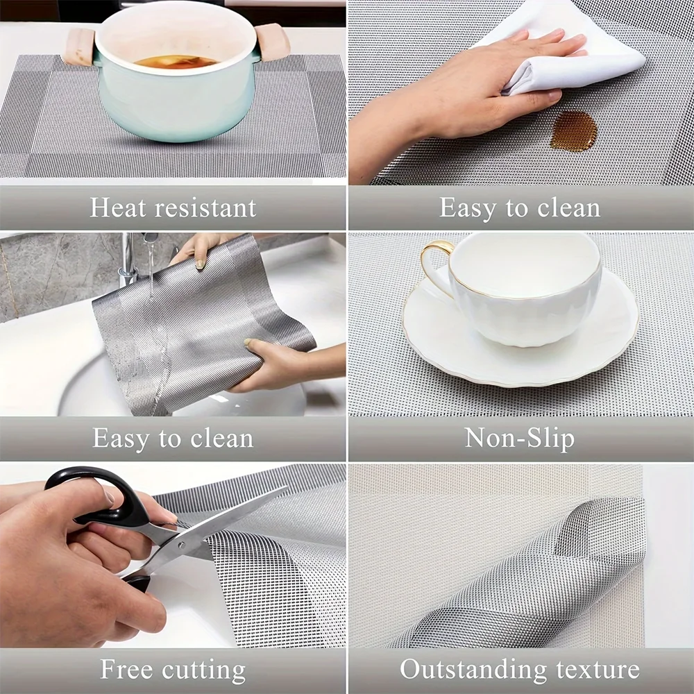 Tischsets aus gewebtem PVC, hitzebeständig bis 100 °C