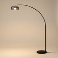 Tava | Modern Black Arc Floor Lamp with Glass Shade for Contemporary Spaces