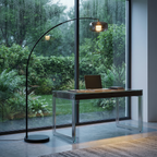 Tava | Modern Black Arc Floor Lamp with Glass Shade for Contemporary Spaces