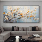 Textured Abstract Wall Art | Hand-Painted Canvas Prints with Flower Design | Unique Home Decor for Artistic Ambiance