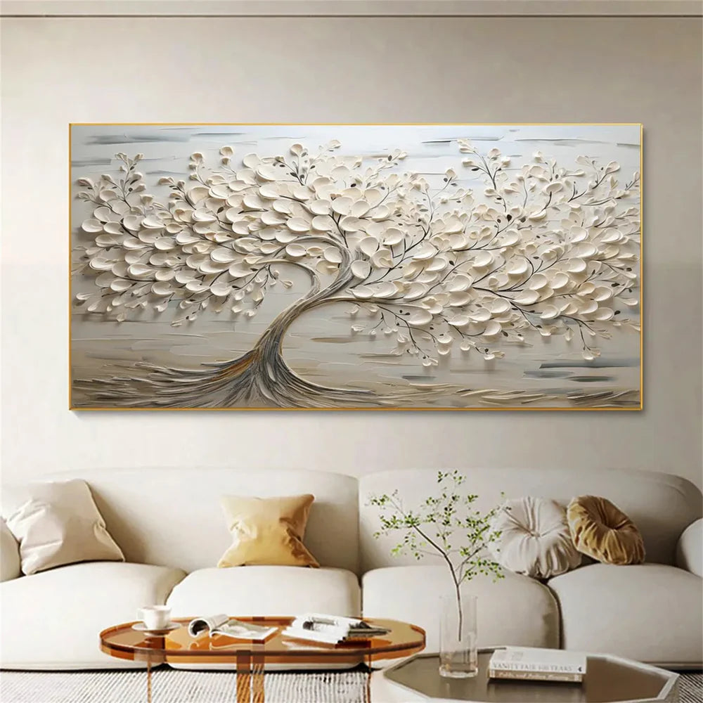 Textured Flower Canvas Art | Hand-Painted Wall Decor for Elegant Ambiance