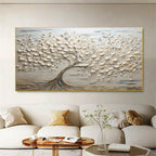 Textured Flower Canvas Art | Hand-Painted Wall Decor for Elegant Ambiance