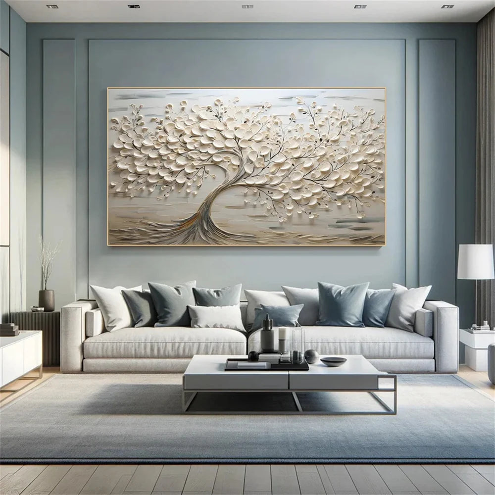Textured Flower Canvas Art | Hand-Painted Wall Decor for Elegant Ambiance
