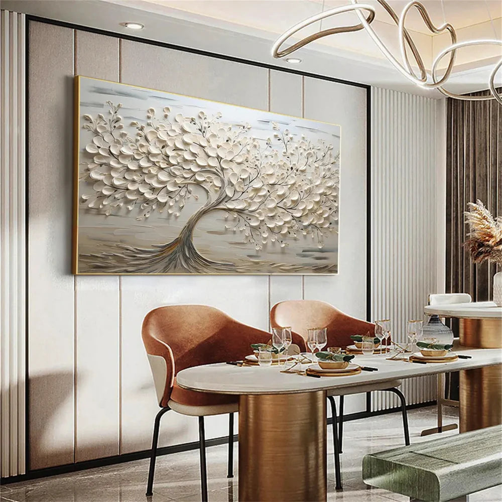 Textured Flower Canvas Art | Hand-Painted Wall Decor for Elegant Ambiance