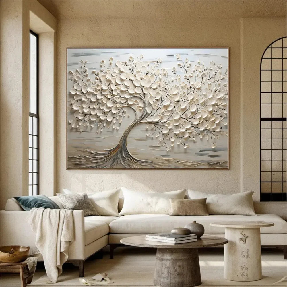 Textured Flower Canvas Art | Hand-Painted Wall Decor for Elegant Ambiance