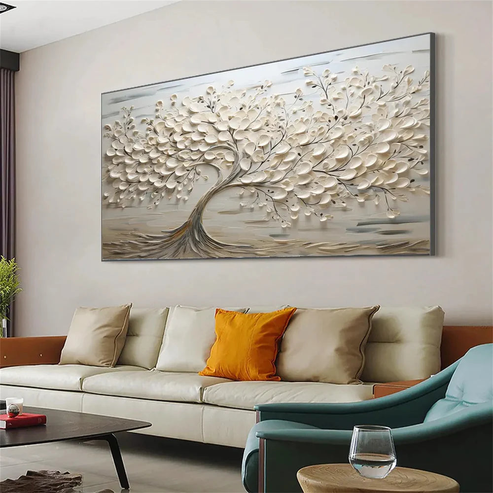 Textured Flower Canvas Art | Hand-Painted Wall Decor for Elegant Ambiance