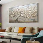 Textured Flower Canvas Art | Hand-Painted Wall Decor for Elegant Ambiance