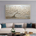 Textured Flower Canvas Art | Hand-Painted Wall Decor for Elegant Ambiance