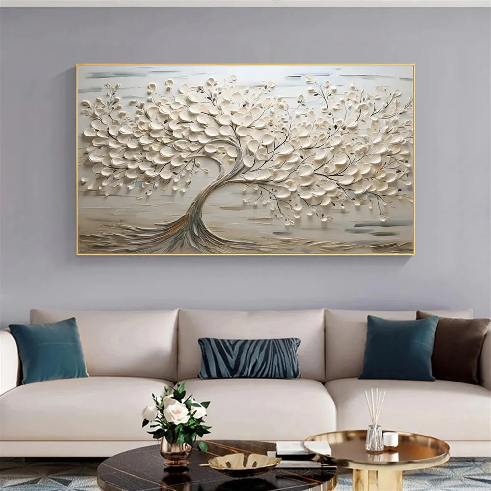 Textured Flower Canvas Art | Hand-Painted Wall Decor for Elegant Ambiance
