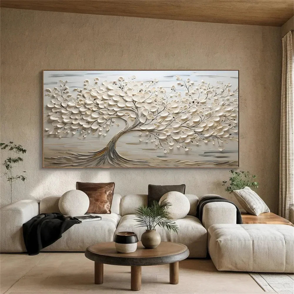 Textured Flower Canvas Art | Hand-Painted Wall Decor for Elegant Ambiance