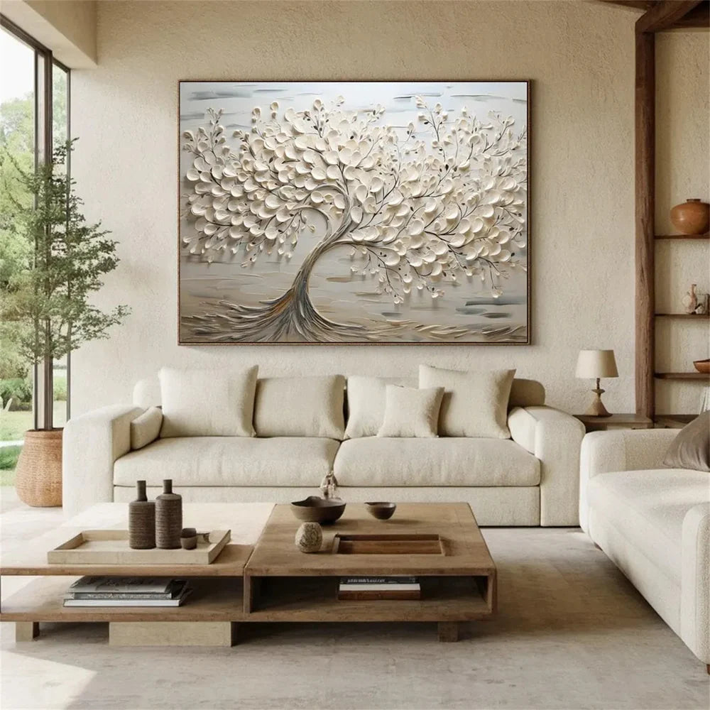 Textured Flower Canvas Art | Hand-Painted Wall Decor for Elegant Ambiance