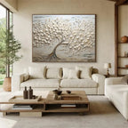 Textured Flower Canvas Art | Hand-Painted Wall Decor for Elegant Ambiance