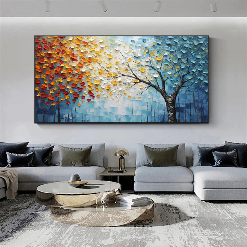 Blumen-Wandbild mit Struktur, handgemalt auf Leinwand