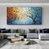 Blumen-Wandbild mit Struktur, handgemalt auf Leinwand