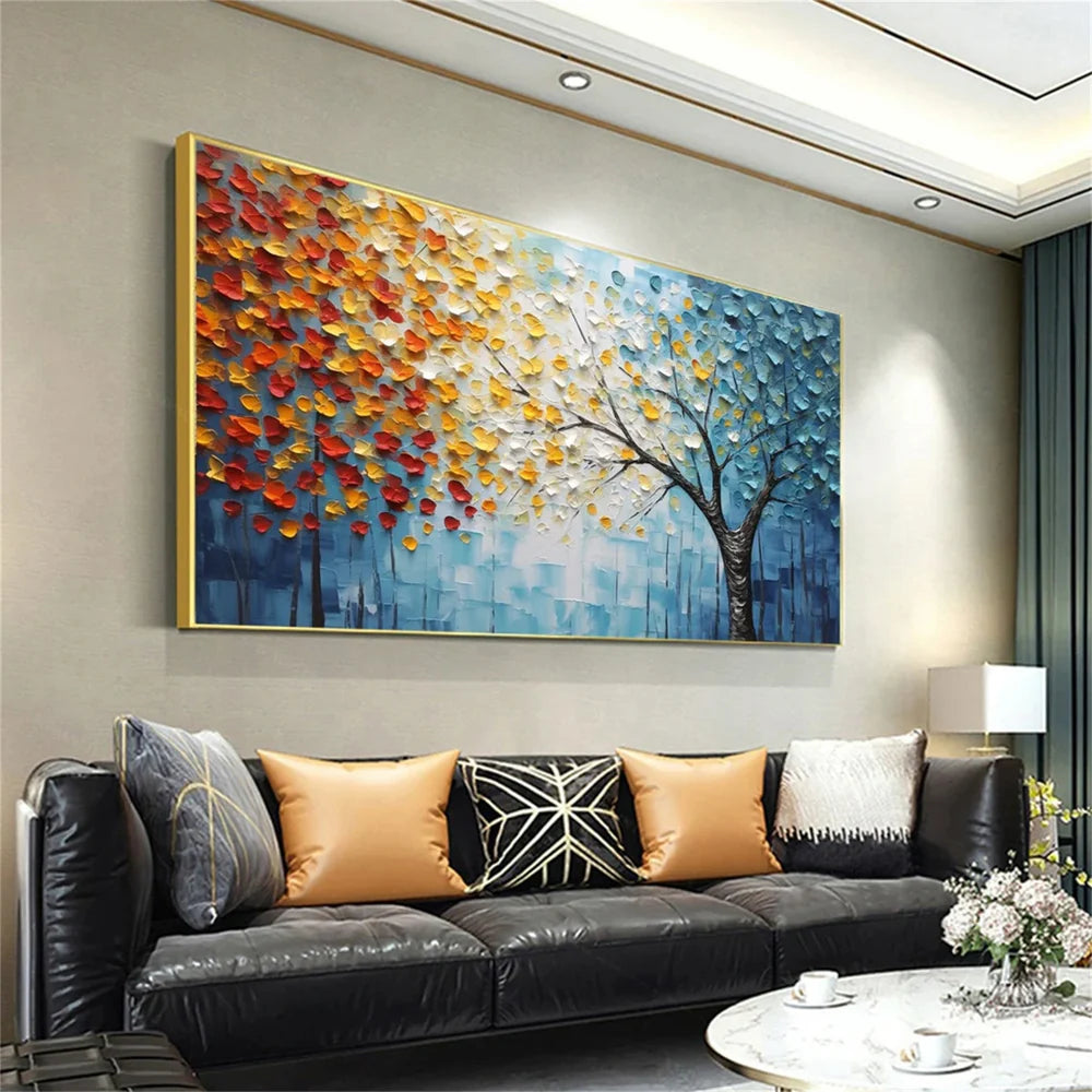 Blumen-Wandbild mit Struktur, handgemalt auf Leinwand