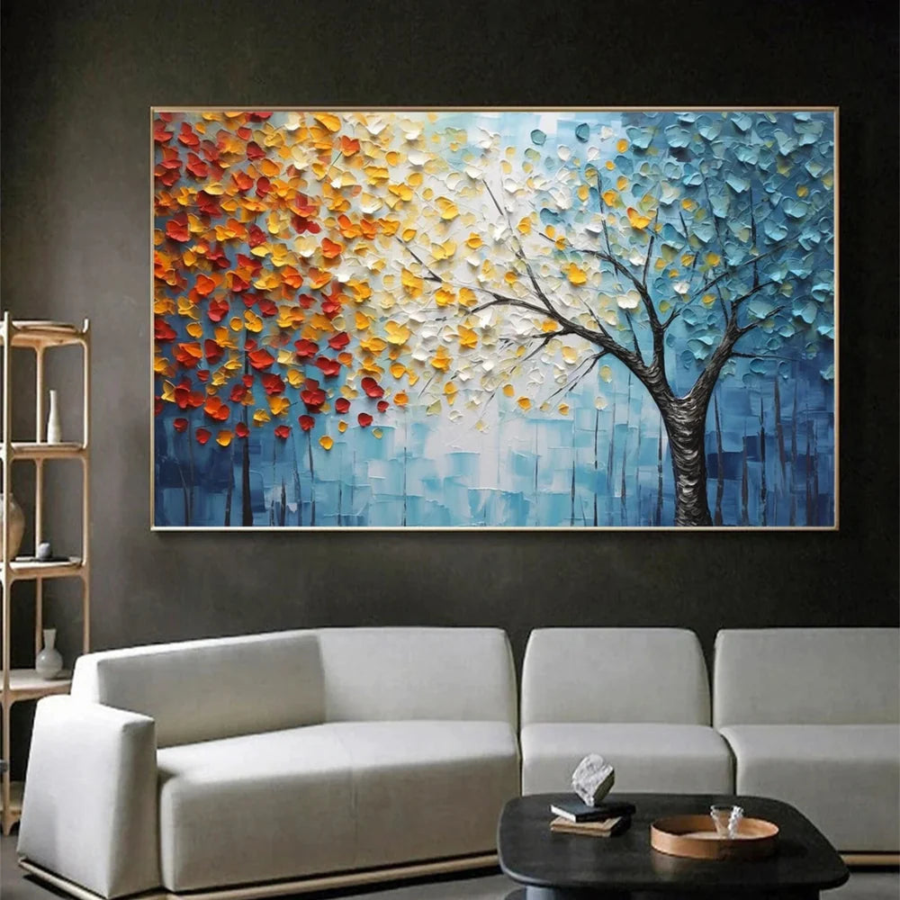 Blumen-Wandbild mit Struktur, handgemalt auf Leinwand