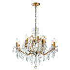 French Antique Gold Crystal Chandelier Two-Tiered Elegant Lighting Fixture