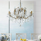French Antique Gold Crystal Chandelier Two-Tiered Elegant Lighting Fixture