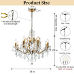 French Antique Gold Crystal Chandelier Two-Tiered Elegant Lighting Fixture