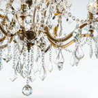 French Antique Gold Crystal Chandelier Two-Tiered Elegant Lighting Fixture